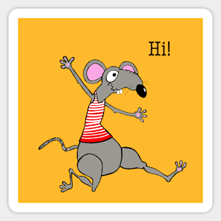 Hi! Happy rat running to meet his friend. Sticker